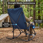 High Back Folding Rocking Camping Chair – Oversized Portable Outdoor Rocker with Cup Holder, Carry Bag & Heavy-Duty Steel Frame - 9