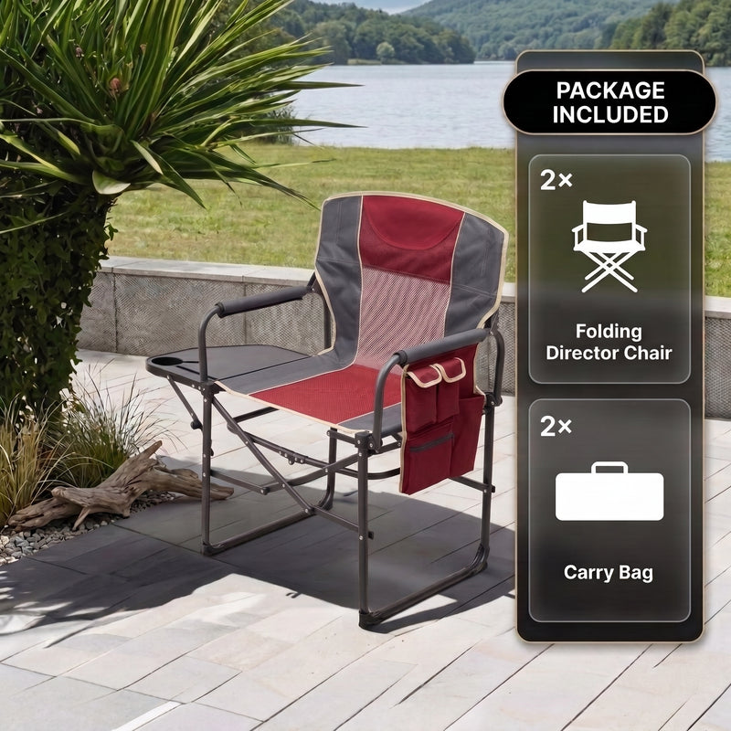 Camping Directors Chair, Heavy Duty,Oversized Portable Folding Chair with Side Table, Pocket for Beach, Fishing,Trip,Picnic,Lawn Blue - 9
