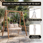 2-Person Hanging Hammock Chair with Cushion – Boho Macrame Swing for Indoor & Outdoor Relaxation - 9
