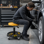 Pneumatic Rolling Mechanic Stool with Wheels – Adjustable Height Shop Stool with Tool Tray, 360° Swivel Seat for Garage & Workshop - 9