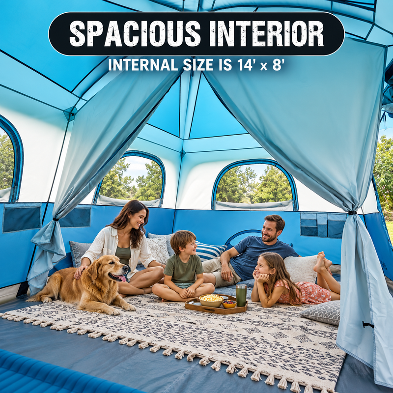 8-10 Person Instant Cabin Camping Tent with Room Divider & Rainfly - 9