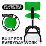 Rolling Mechanic Chair with Backrest and Footrest – Heavy Duty Shop Stool with Wheels, Adjustable Height Swivel Garage Chair - 9