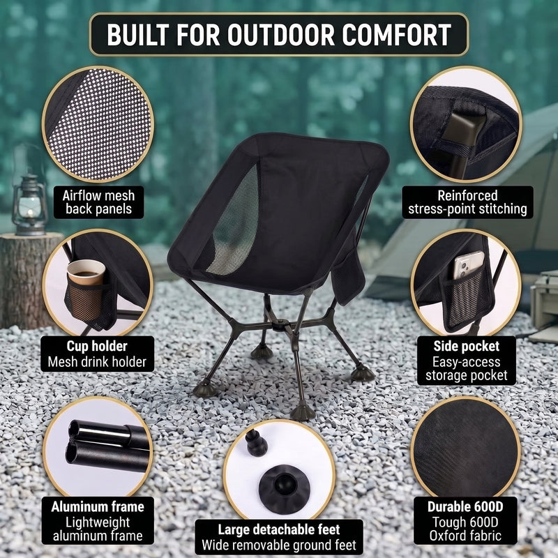 Ultralight Folding Camping Chair – Portable Outdoor High-Back Seat - 9