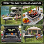 Lightweight Aluminum Folding Camping Table – Portable Roll-Up Outdoor Picnic Table with Carry Bag - 9