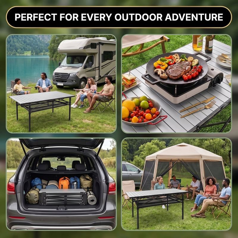Lightweight Aluminum Folding Camping Table – Portable Roll-Up Outdoor Picnic Table with Carry Bag - 9
