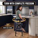 Swivel Bar Stool for Garage & Shop - Backless Counter Stool with Padded Seat, Workbench Stool for Workshop, Single Bar Stool with Chrome Legs - 9