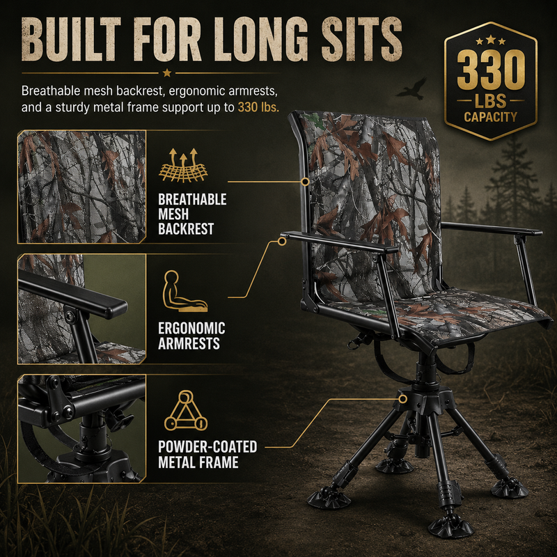Portable Adjustable Hunting Chair with Swivel & Heated - 9