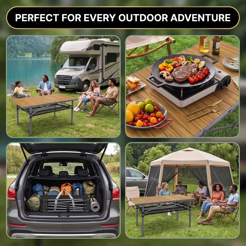 Lightweight Aluminum Folding Camping Table – Portable Roll-Up Outdoor Picnic Table with Carry Bag - 9
