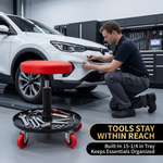 Pneumatic Rolling Mechanic Stool with Wheels – Adjustable Height Shop Stool with Tool Tray, 360° Swivel Seat for Garage & Workshop - 9