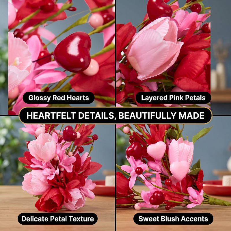 VALENTINE WREATHS FOR FRONT DOOR – HEART & BERRY FLORAL WREATH FOR VALENTINE’S DAY DÉCOR - 9