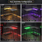 L-Shaped Gaming Desk with LED Lights & Power Outlets - 9  