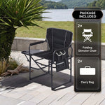 Camping Directors Chair, Heavy Duty,Oversized Portable Folding Chair with Side Table, Pocket for Beach, Fishing,Trip,Picnic,Lawn Blue - 9