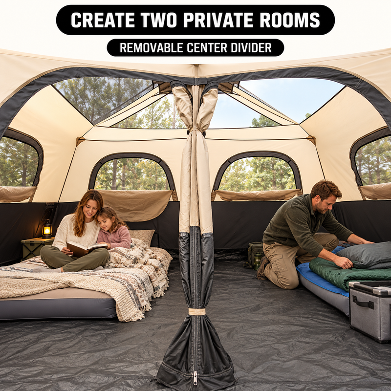 8-10 Person Instant Cabin Camping Tent with Room Divider & Rainfly - 9
