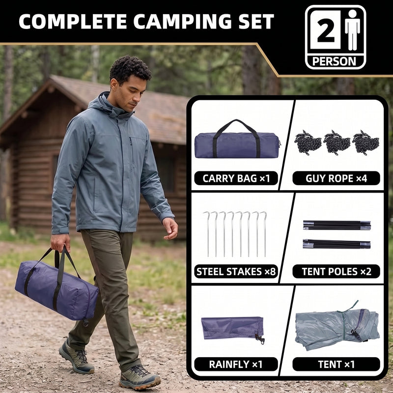 2-4 PERSON LIGHTWEIGHT BACKPACKING DOME CAMPING TENTS - 9