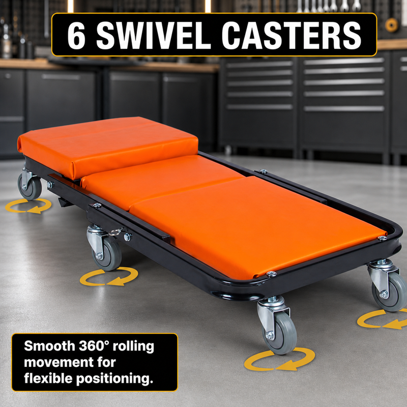 2-in-1 Convertible Z-Creeper Seat - Rolling Mechanic Creeper with Wheels, Under Dash Creeper & Garage Chair for Auto Repair, Low Profile Roller Seat - 9
