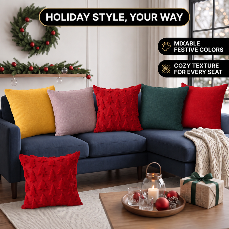Christmas Pillow Covers 18x18 – Decorative Set of 2 - 9