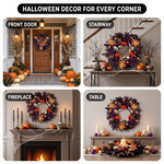 HALLOWEEN WREATH WITH LIGHTS FOR FRONT DOOR – PRE-LIT PUMPKIN, WITCH & GOTHIC PORCH DÉCOR - 9