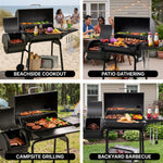 Portable Charcoal Grill with Smoking Function, Foldable Suitcase Design with Wheels, Multi-Tier Storage Rack & Waterproof Cover for Outdoor BBQ Parties - 9
