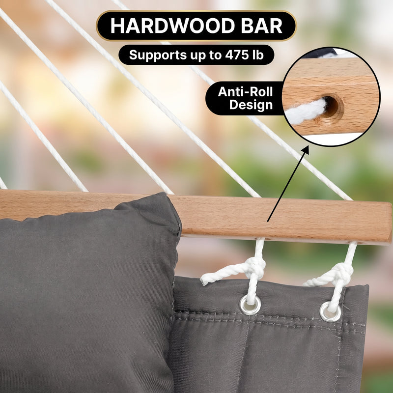 Outdoor Double Hammock with Stand for 2 – Heavy Duty Steel Frame, Pillow Included - 9