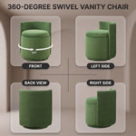 VANITY CHAIR WITH STORAGE – 360° SWIVEL VELVET SEAT - 9