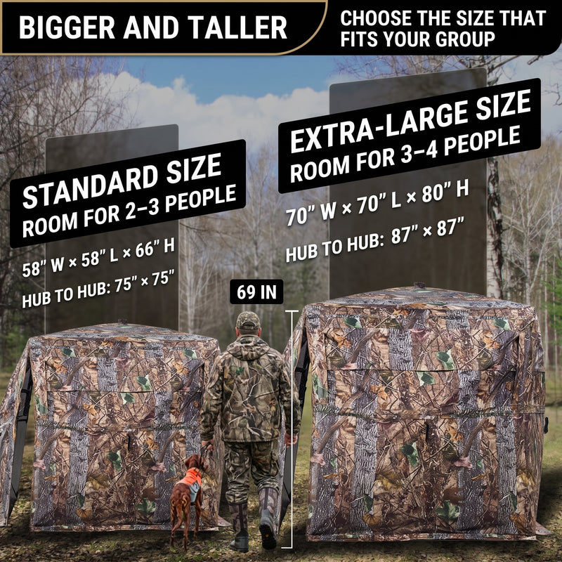 SucceBuy 270° & 360° See Through Pop Up Hunting Blind, 2-3 Person / 3-4 Person Ground Deer Blind with Carrying Bag, Portable Hunting Tent - 9
