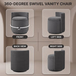 VANITY CHAIR WITH STORAGE – 360° SWIVEL VELVET SEAT - 9