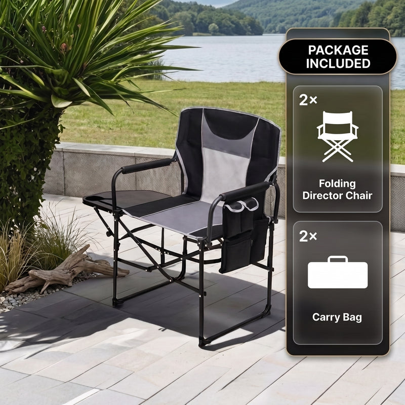 Camping Directors Chair, Heavy Duty,Oversized Portable Folding Chair with Side Table, Pocket for Beach, Fishing,Trip,Picnic,Lawn Blue - 9