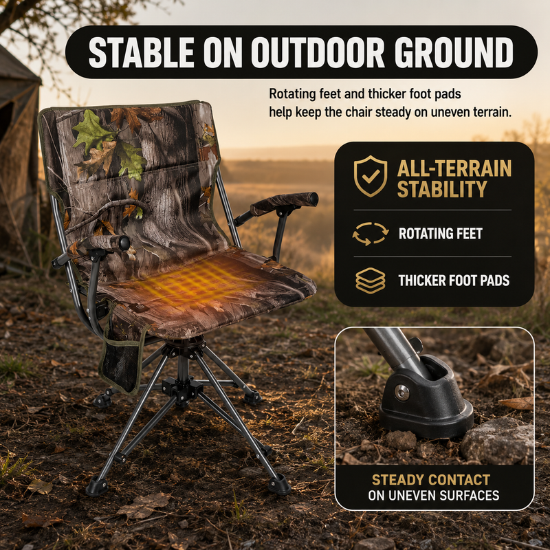 Portable Adjustable Hunting Chair with Swivel & Heated - 9
