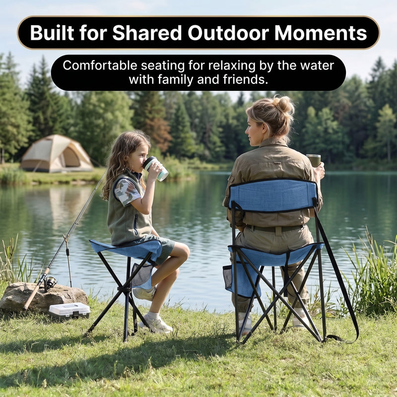 Tri-Lite Stool w/Back, Lightweight Portable Fishing Chair w/Cupholder and Carry Strap, Supports 225-Lb, Portable Outdoor Chair for the Hunting Blind, Camping, Travel, Hiking - 9