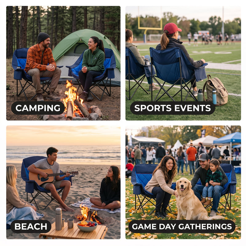 Oversized Camping Chairs 2 Pack – Extra-Large Folding Outdoor Chairs, Padded - 9