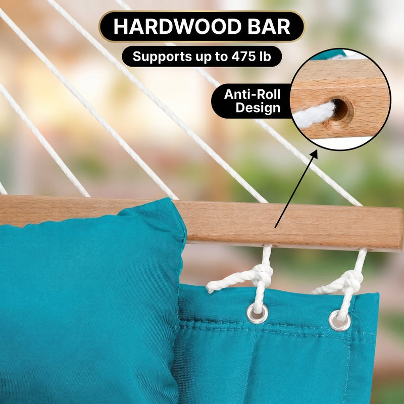 Outdoor Double Hammock with Stand for 2 – Heavy Duty Steel Frame, Pillow Included - 9