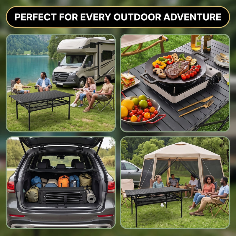 Lightweight Aluminum Folding Camping Table – Portable Roll-Up Outdoor Picnic Table with Carry Bag - 9
