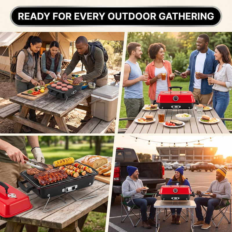 PORTABLE TABLETOP BBQ GRILL – CHARCOAL OUTDOOR GRILLS FOR CAMPING, PATIO, BEACH & BACKYARD - 9