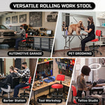 Rolling Mechanic Chair with Backrest and Footrest – Heavy Duty Shop Stool with Wheels, Adjustable Height Swivel Garage Chair - 9