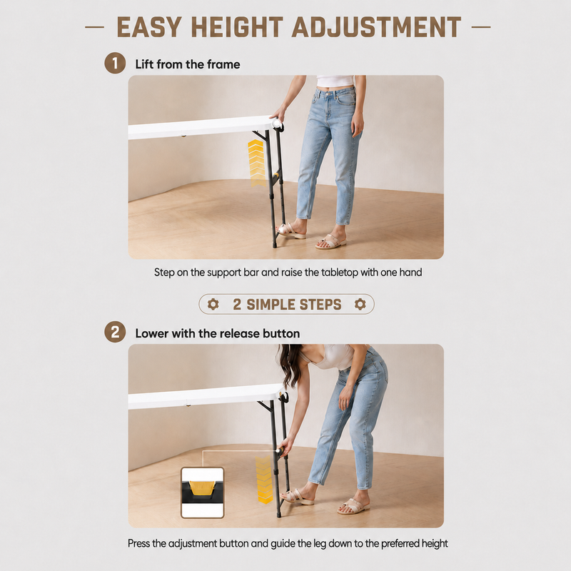 Foldable Table & Step Stool – Heavy-Duty, Portable, Adjustable Height, Indoor/Outdoor Use - 9