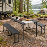 6 Ft Folding Picnic Table with 2 Benches (3-Piece Set) - 9