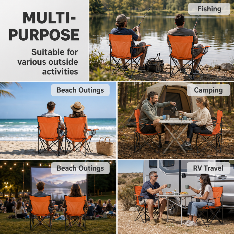 2 Pack Folding Camping Chairs with Cup Holders & Carry Bags - 9