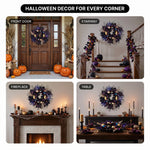 HALLOWEEN WREATH WITH LIGHTS FOR FRONT DOOR – PRE-LIT PUMPKIN, WITCH & GOTHIC PORCH DÉCOR - 9