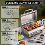 PORTABLE STAINLESS STEEL TABLETOP PROPANE GRILL – 2 & 3 BURNER OUTDOOR BBQ OPTIONS - 9