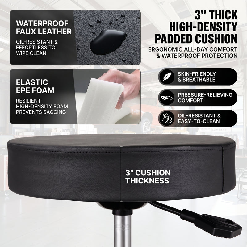 360° Swivel Pneumatic Mechanic Stool — 300–330 lbs Capacity, Padded Seat | Trufairs - 9