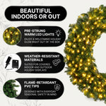 PRE-LIT CHRISTMAS WREATH – WARM LED DOOR DÉCOR - 9