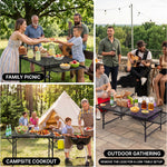 Foldable Camping Table Collapsible Picnic Aluminum Alloy Grill Stand - 9
