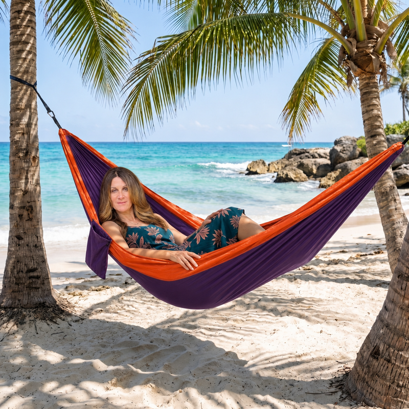 Portable Camping Hammock with Tree Straps – Lightweight Nylon Travel Hammock - 9