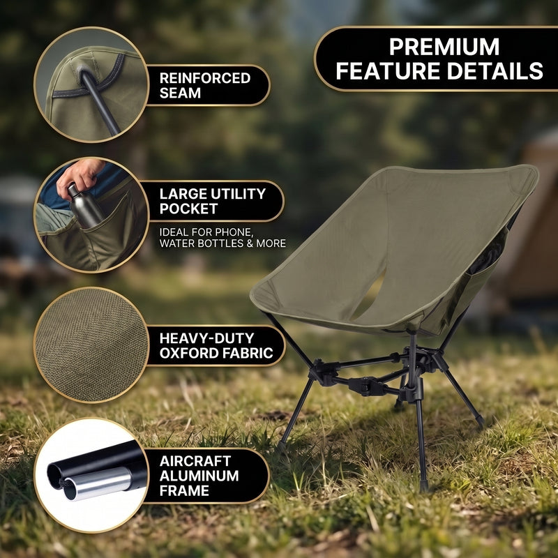 Ultralight Folding Camping Chair – Portable Outdoor High-Back Seat - 9