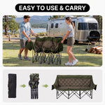 Oversized Padded 3-Person Folding Camping Loveseat Chair – Heavy Duty Outdoor Seating - 9