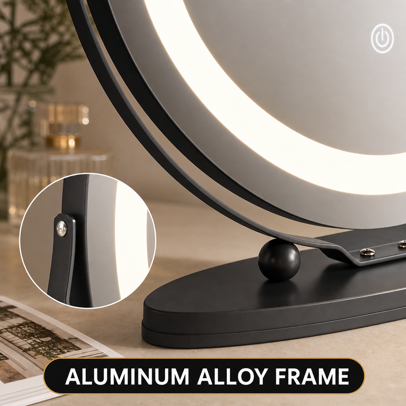 LED Vanity Mirror with Halo Lights – Dimmable, Touch Control, 360° Rotation - 9