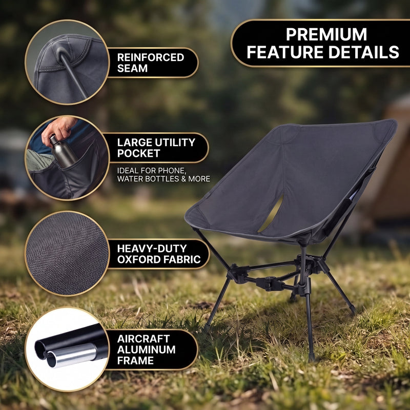 Ultralight Folding Camping Chair – Portable Outdoor High-Back Seat - 9