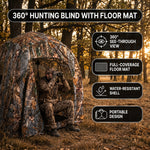 Hunting Blind with Floor Mat, 360 Degree See Through Ground Blind with Carrying Bag, 2/3/4 Person Pop Up Camouflage Tent Portable Concealed Shelter - 9