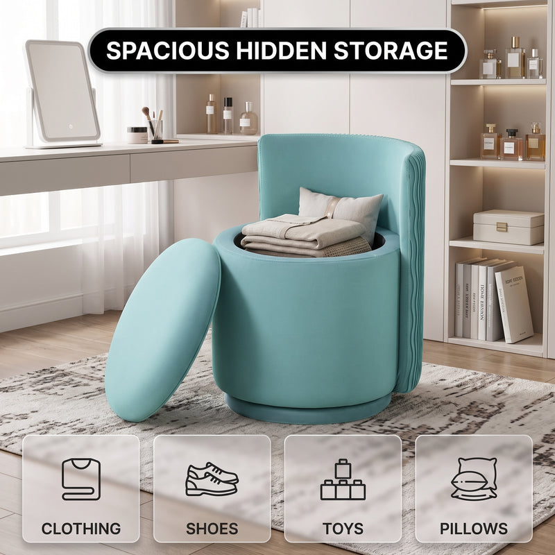 Swivel Accent Chair with Storage, 360 Degree Velvet Small Accent Chair, No Assembly Comfy Bedroom Chair for Living Room, Reading, Dressing Room - 9