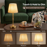 Cordless Rechargeable Table Lamp with Fabric Shade – Dimmable LED Desk Lamp - 9